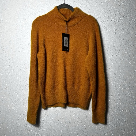 Women's Crewneck Fuzzy Pullover Sweater - Who What Wear - Golden Yellow - Small - Picture 1 of 11